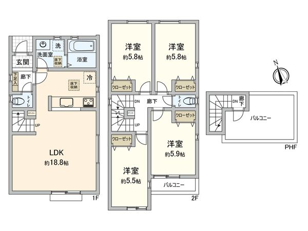 名東区高間町 1号棟 間取図(平面図)