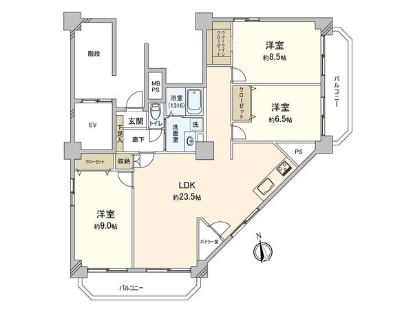 日車マンション平和が丘 B棟 間取図(平面図) 日車マンション平和が丘 B棟 間取図(平面図)