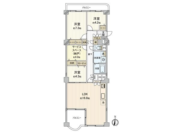 星ヶ丘アイリス 南棟 間取図(平面図) 星ヶ丘アイリス 南棟 間取図(平面図)