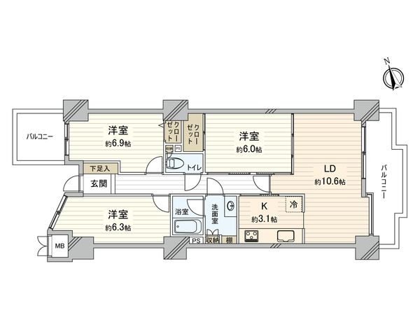星ヶ丘スカイマンション 間取図(平面図) 間取図(平面図)