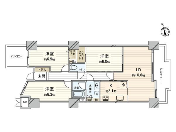 星ヶ丘スカイマンション 間取図(平面図) 間取図(平面図)