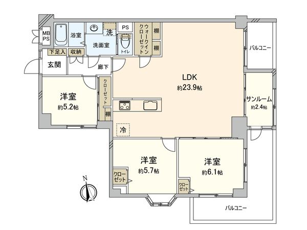 ライオンズマンション虹ケ丘ガーデン 壱番館 間取図(平面図) ライオンズマンション虹ケ丘ガーデン 壱番館 間取図(平面図)