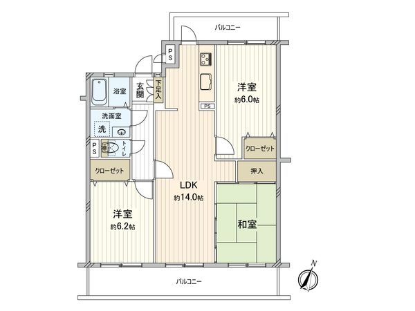 ライオンズマンション上社第2 間取図(平面図) ライオンズマンション上社第2 間取図(平面図)