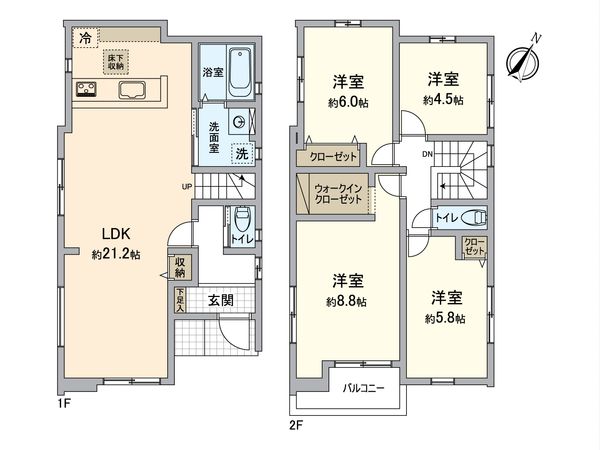 緑区緑花台 新築戸建 間取図(平面図) 緑区緑花台 新築戸建 間取図(平面図)