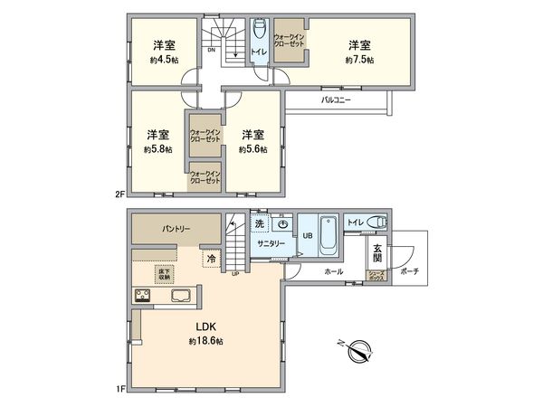 豊明市阿野町稲葉2期 1号棟 間取図(平面図) 豊明市阿野町稲葉2期 1号棟 間取図(平面図)