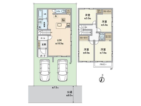 緑区作の山町 新築戸建 1号棟 間取図(平面図) 緑区作の山町 新築戸建 1号棟 間取図(平面図)
