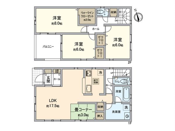 緑区平子が丘 新築戸建 1号棟 間取図(平面図) 緑区平子が丘 新築戸建 1号棟 間取図(平面図)