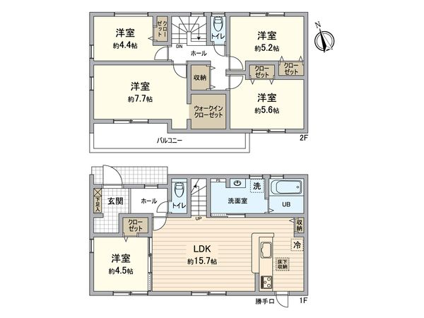 豊明市栄町大根 新築戸建 1号棟 間取図(平面図) 間取図(平面図)