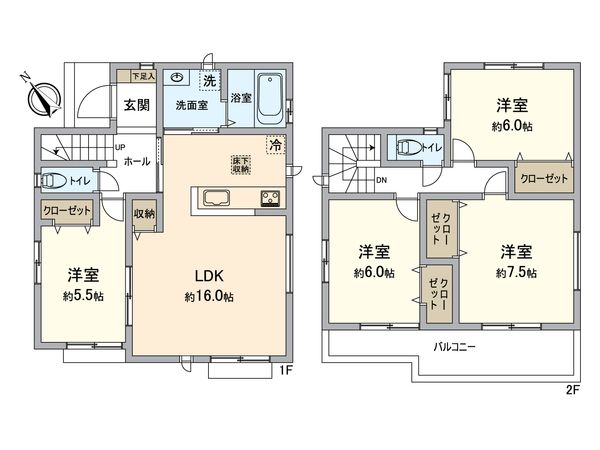 緑区滝ノ水4丁目 新築戸建 A号棟 間取図(平面図) 緑区滝ノ水4丁目 新築戸建 A号棟 間取図(平面図)