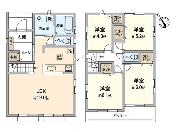 緑区滝ノ水4丁目 新築戸建 B号棟 間取図(平面図) 緑区滝ノ水4丁目 新築戸建 B号棟 間取図(平面図)
