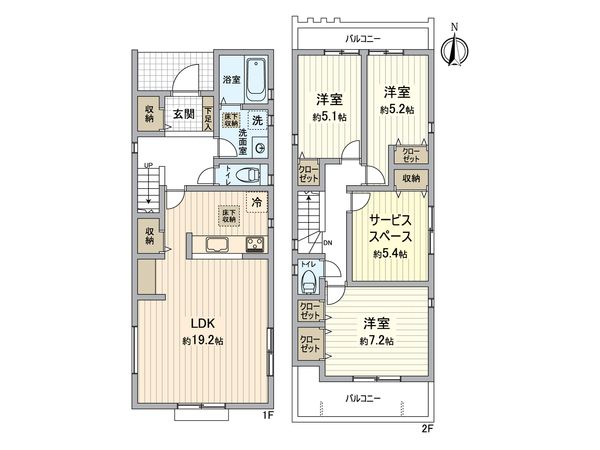 緑区鳴海町字薬師山 新築戸建 3号棟 間取図(平面図) 緑区鳴海町字薬師山 新築戸建 3号棟 間取図(平面図)