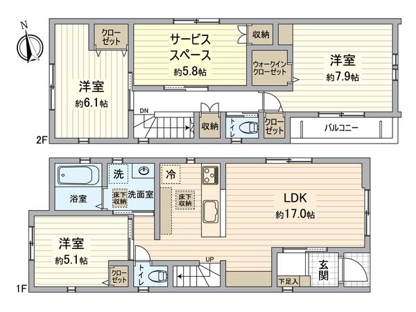 名古屋市緑区漆山 新築戸建1号棟 間取図(平面図) 名古屋市緑区漆山 新築戸建1号棟 間取図(平面図)