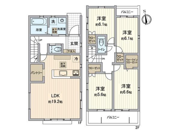 名古屋市緑区漆山 新築戸建2号棟 間取図(平面図) 名古屋市緑区漆山 新築戸建2号棟 間取図(平面図)
