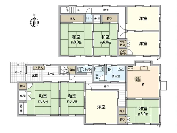 物件全体のレイアウトを示した間取図です。各部屋の採光や収納スペースも充実しています。
