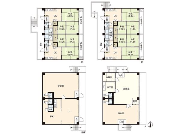 公文マンション・二幸ビル北館南館 間取図(平面図) 公文マンション・二幸ビル北館南館 間取図(平面図)