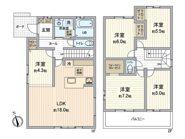 緑区徳重3丁目 新築戸建 1号棟 間取図(平面図)