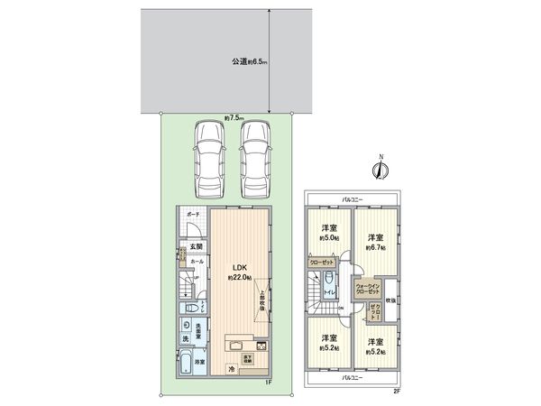 緑区黒沢台1丁目 新築戸建 1号棟 間取図(平面図) 緑区黒沢台1丁目 新築戸建 1号棟 間取図(平面図)
