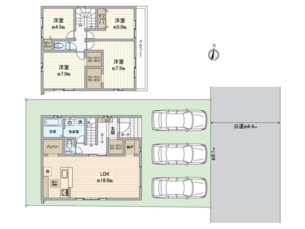緑区黒沢台1丁目 新築戸建 3号棟 間取図(平面図) 緑区黒沢台1丁目 新築戸建 3号棟 間取図(平面図)