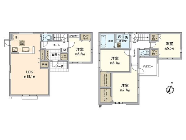 緑区鳴海町字尾崎山 1号棟 間取図(平面図) 緑区鳴海町字尾崎山 1号棟 間取図(平面図)