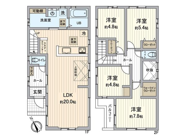 豊明市新田町門先 新築戸建 2号棟 間取図(平面図) 豊明市新田町門先 新築戸建 2号棟 間取図(平面図)