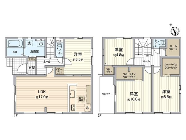 豊明市新田町門先 新築戸建 1号棟 間取図(平面図) 豊明市新田町門先 新築戸建 1号棟 間取図(平面図)