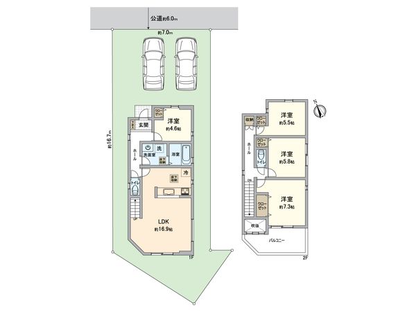 緑区徳重3丁目 新築戸建 3号棟 間取図(平面図) 緑区徳重3丁目 新築戸建 3号棟 間取図(平面図)