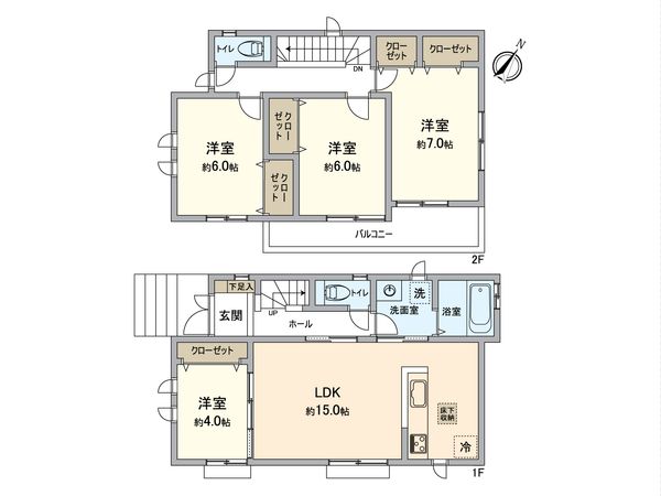 緑区旭出2丁目 新築戸建 1号棟 間取図(平面図) 緑区旭出2丁目 新築戸建 1号棟 間取図(平面図)