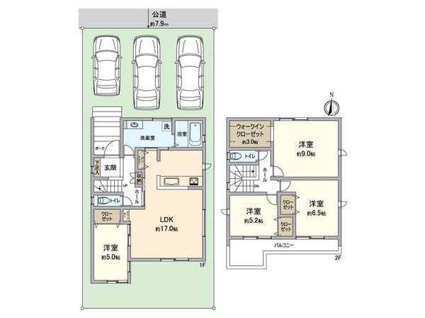 東郷町大字春木字白土 新築戸建 2号棟 間取図(平面図) 東郷町大字春木字白土 新築戸建 2号棟 間取図(平面図)