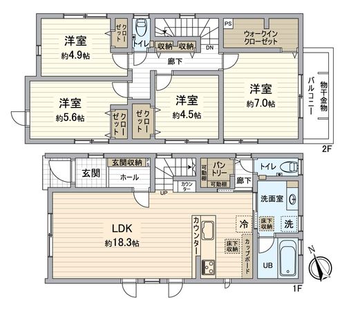 緑区徳重3丁目 新築戸建 1号棟 間取図(平面図)