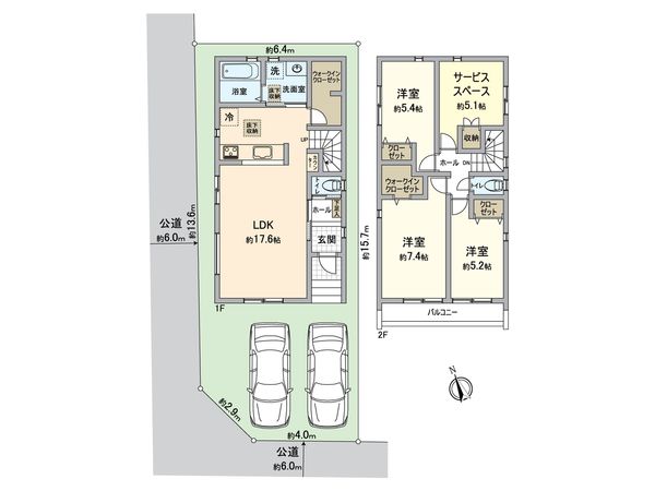 緑区横吹町 新築戸建 1号棟 間取図(平面図) 緑区横吹町 新築戸建 1号棟 間取図(平面図)
