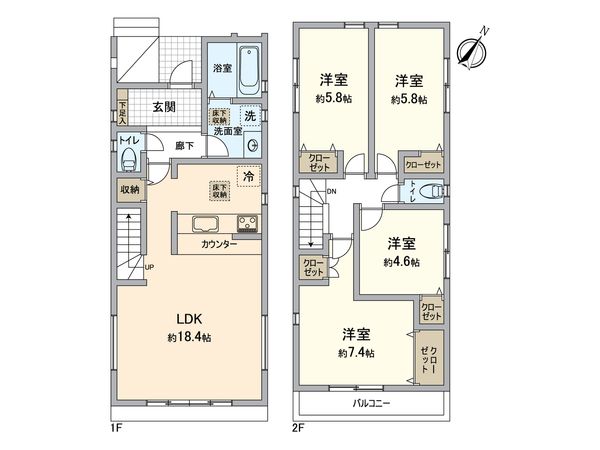名古屋市緑区亀が洞1丁目 2号棟 間取図(平面図) 名古屋市緑区亀が洞1丁目 2号棟 間取図(平面図)