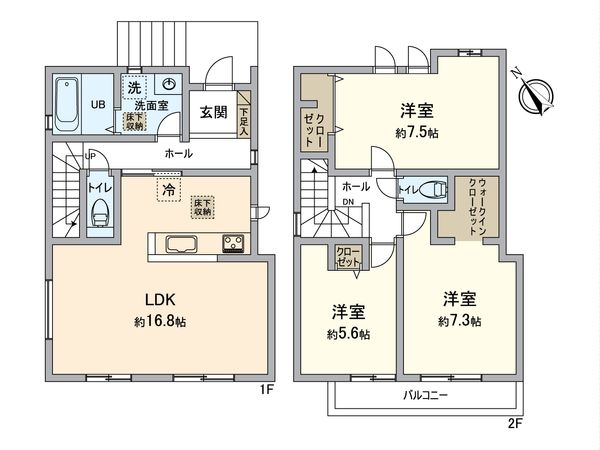 緑区小坂2丁目 1号棟 新築戸建 間取図(平面図) 緑区小坂2丁目 1号棟 新築戸建 間取図(平面図)