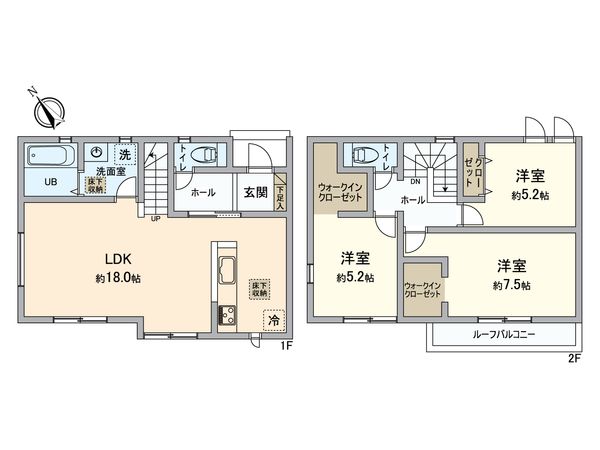 緑区小坂2丁目 2号棟 新築戸建 間取図(平面図) 緑区小坂2丁目 2号棟 新築戸建 間取図(平面図)