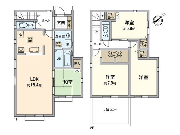緑区大将ケ根1丁目 新築戸建 1号棟 間取図(平面図)