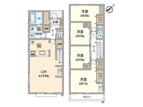 緑区大将ケ根1丁目 新築戸建 2号棟 間取図(平面図) 緑区大将ケ根1丁目 新築戸建 2号棟 間取図(平面図)