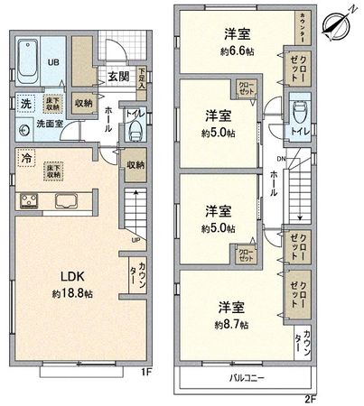 緑区大将ケ根1丁目 新築戸建 2号棟 間取図(平面図) 緑区大将ケ根1丁目 新築戸建 2号棟 間取図(平面図)