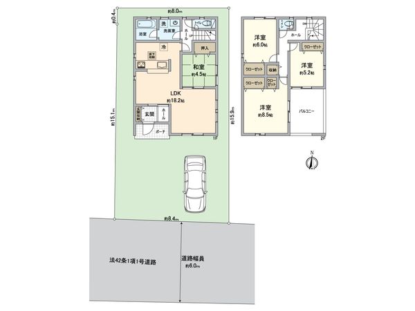 緑区平手南1丁目 新築戸建 1号棟 間取図(平面図) 緑区平手南1丁目 新築戸建 1号棟 間取図(平面図)