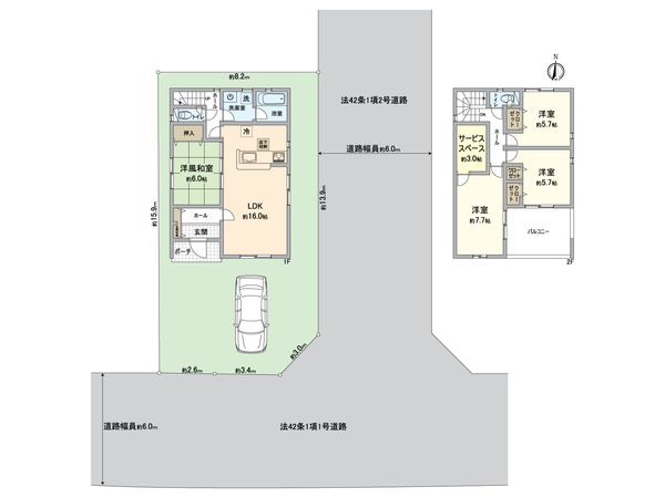 緑区平手南1丁目 新築戸建 2号棟 間取図(平面図) 緑区平手南1丁目 新築戸建 2号棟 間取図(平面図)