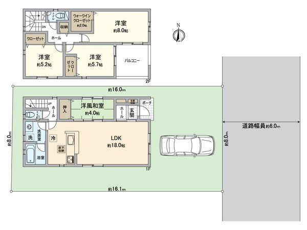 緑区平手南1丁目 新築戸建 5号棟 間取図(平面図) 緑区平手南1丁目 新築戸建 5号棟 間取図(平面図)