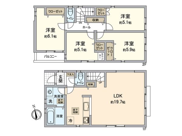 緑区鳴海町字文木 新築戸建 2号棟 間取図(平面図) 緑区鳴海町字文木 新築戸建 2号棟 間取図(平面図)