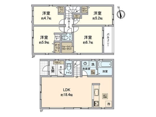 緑区鳴海町字文木 新築戸建 4号棟 間取図(平面図) 緑区鳴海町字文木 新築戸建 4号棟 間取図(平面図)