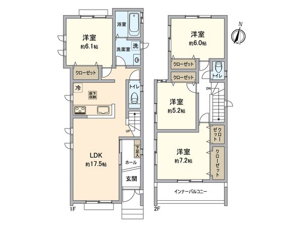 豊明市阿野町7期 2号棟 間取図(平面図) 豊明市阿野町7期 2号棟 間取図(平面図)