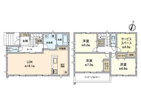 豊明市阿野町7期 1号棟 間取図(平面図) 豊明市阿野町7期 1号棟 間取図(平面図)