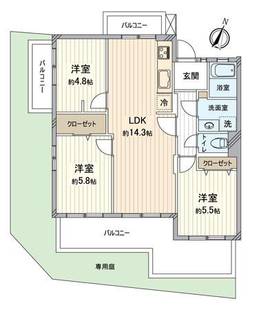 ライオンズマンション左京山第2 B棟 間取図(平面図) ライオンズマンション左京山第2 B棟 間取図(平面図)