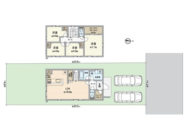 昭和区川名本町3丁目 建物プラン例 (間取り図)
