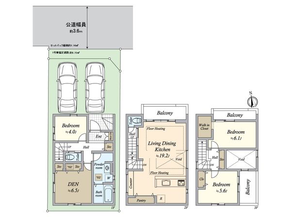 昭和区北山町3丁目 新築1号棟 間取図(平面図)