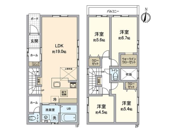 瑞穂区萩山町2丁目 1号棟 間取図(平面図) 瑞穂区萩山町2丁目 1号棟 間取図(平面図)