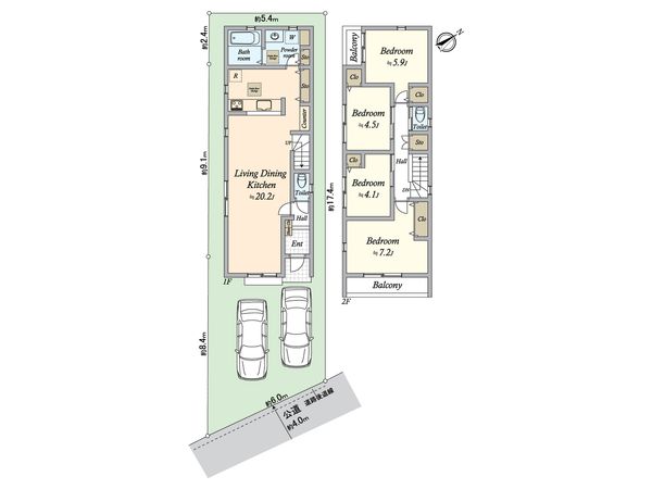 昭和区安田通6丁目 2号棟 間取図(平面図) 昭和区安田通6丁目 2号棟 間取図(平面図)
