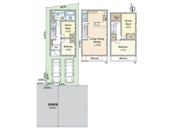 南区鳥栖2丁目 1号棟 間取図(平面図) 南区鳥栖2丁目 1号棟 間取図(平面図)