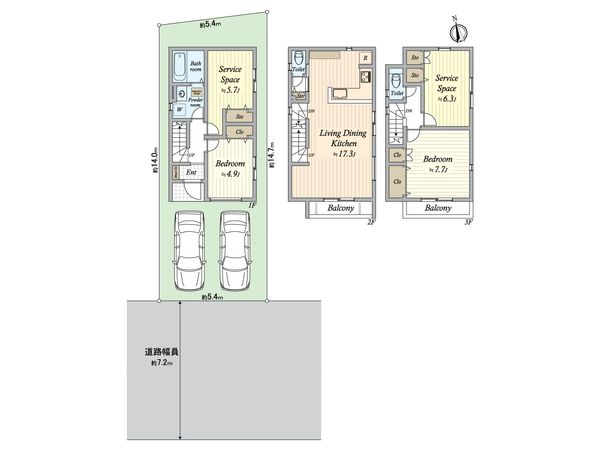 南区鳥栖2丁目 2号棟 間取図(平面図) 南区鳥栖2丁目 2号棟 間取図(平面図)
